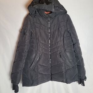 Madden NYC Black Women's Hooded Puffer Winter Coat Size Large